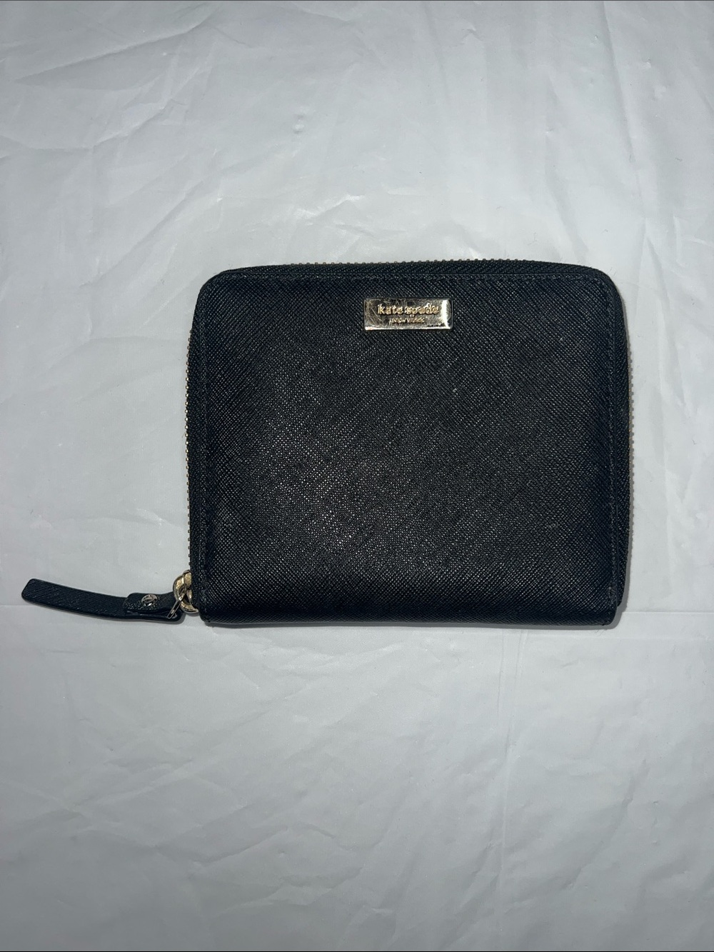 Kate Spade New York Black Saffiano Leather Zip Around Bifold Wallet
